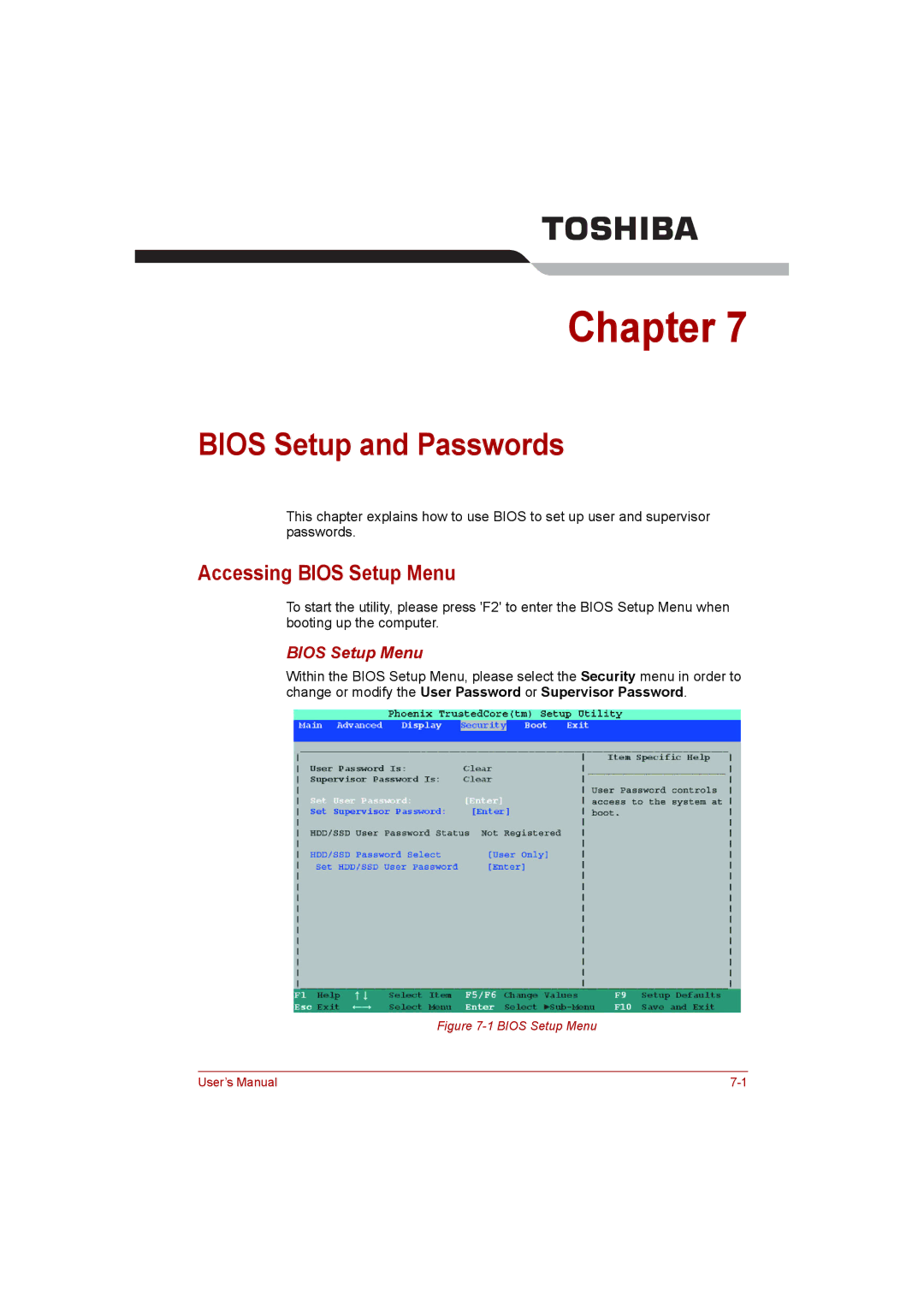 Toshiba NB200 manual Bios Setup and Passwords, Accessing Bios Setup Menu 