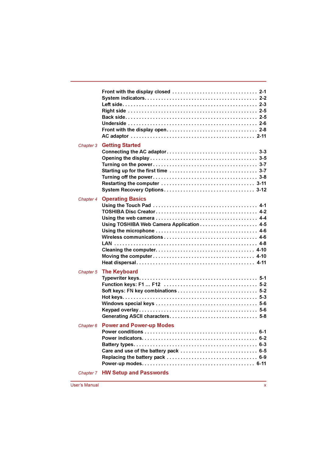 Toshiba NB255N245 user manual HW Setup and Passwords 