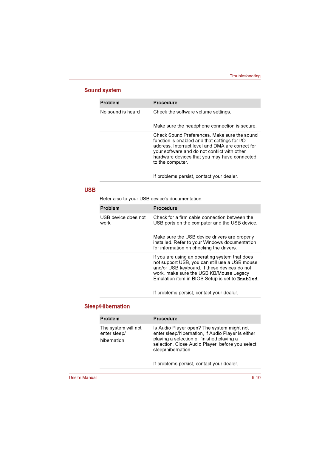 Toshiba NB255N245 user manual Sound system, Sleep/Hibernation 