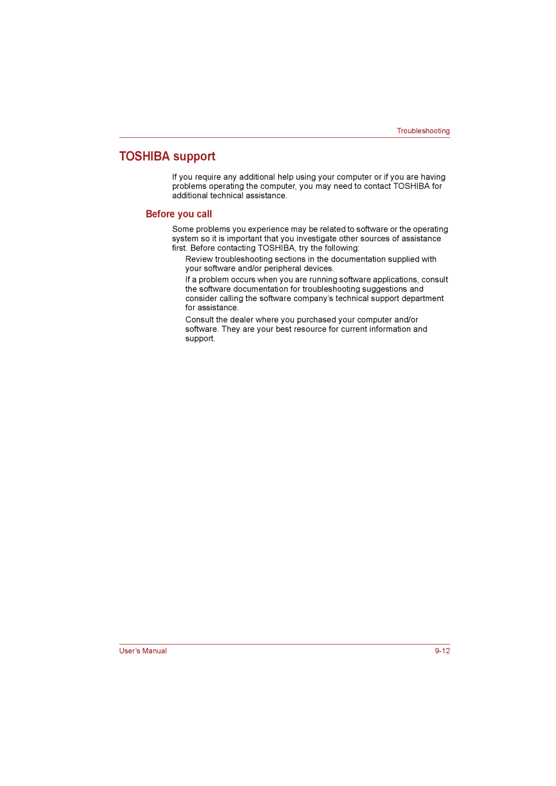 Toshiba NB255N245 user manual Toshiba support, Before you call 