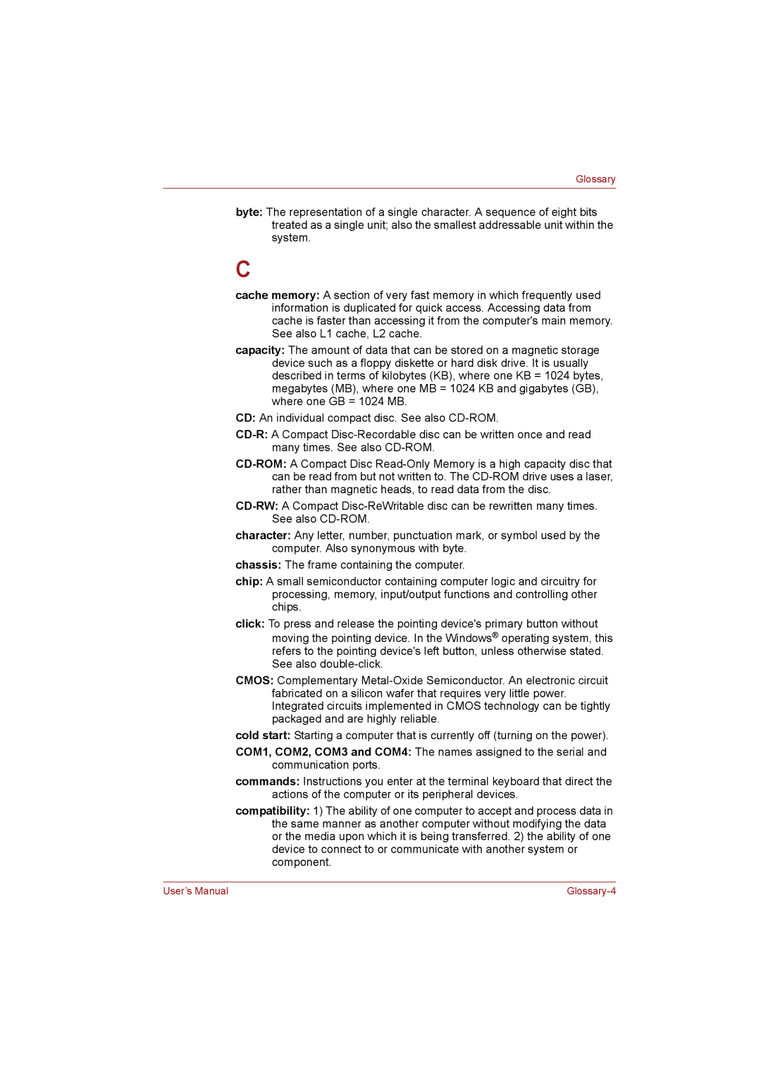 Toshiba NB255N245 user manual Glossary-4 