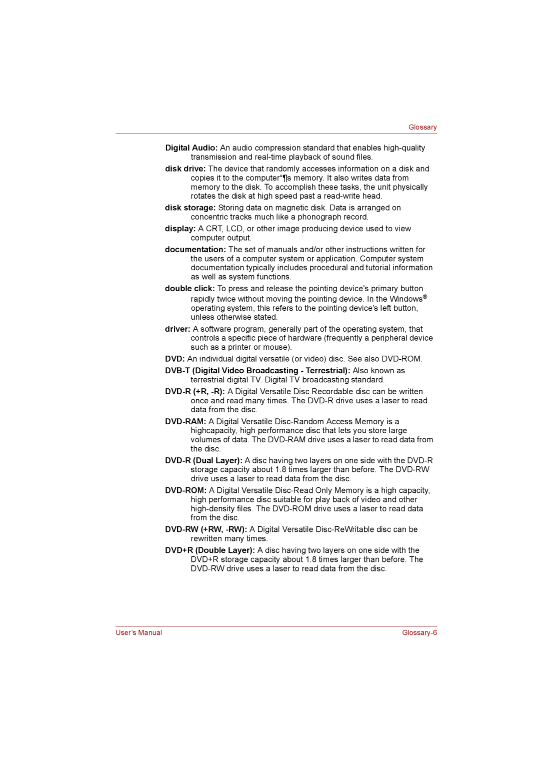 Toshiba NB255N245 user manual Glossary-6 