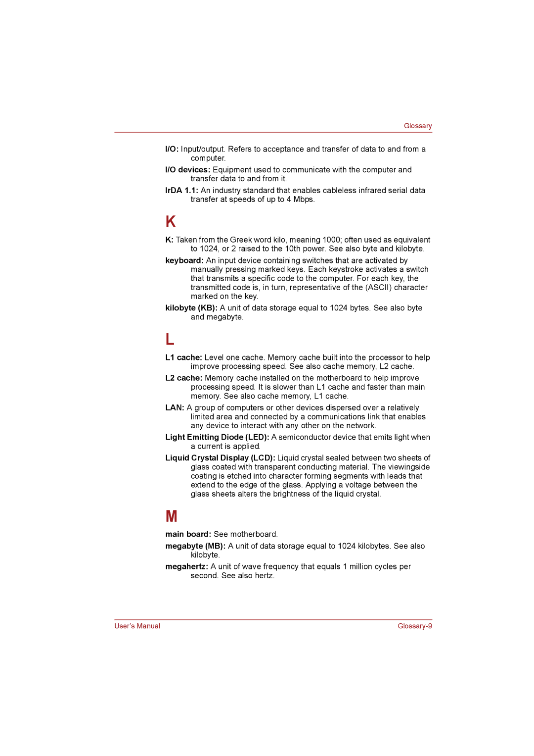 Toshiba NB255N245 user manual Glossary-9 