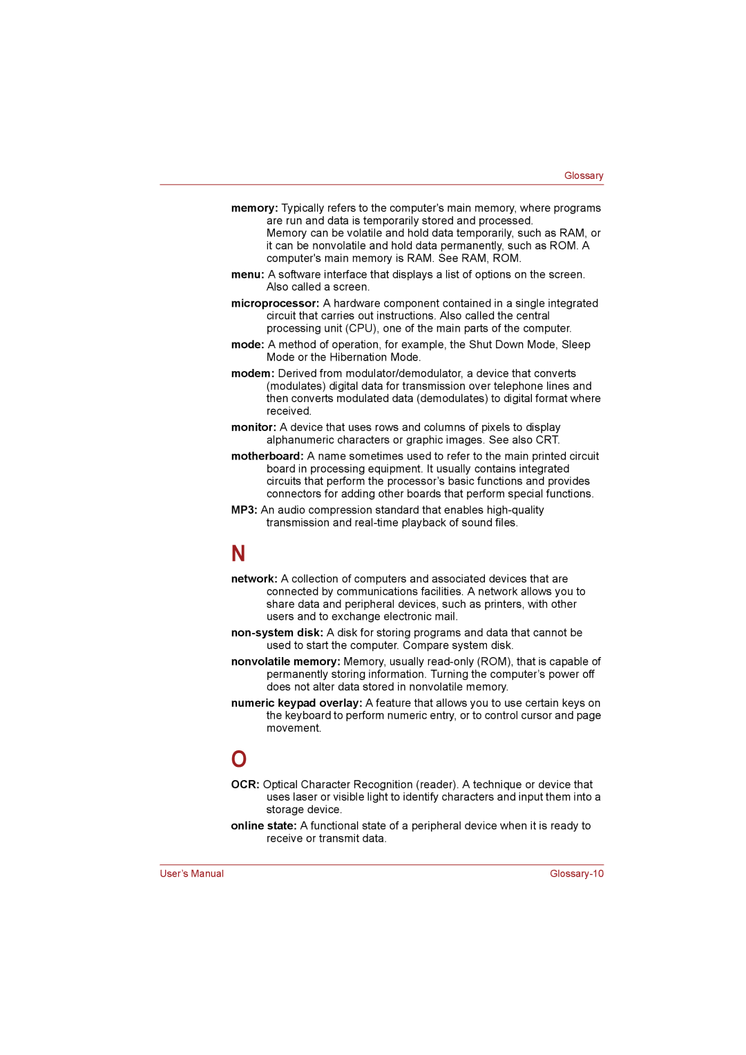 Toshiba NB255N245 user manual Glossary-10 