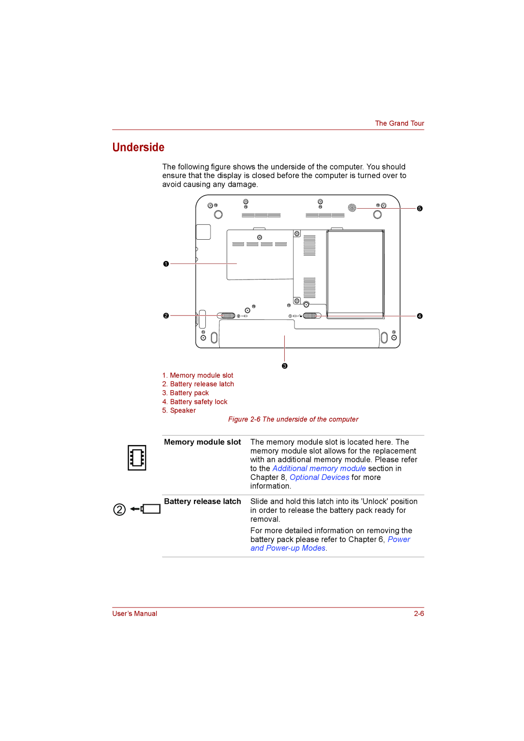 Toshiba NB255N245 user manual Underside of the computer 