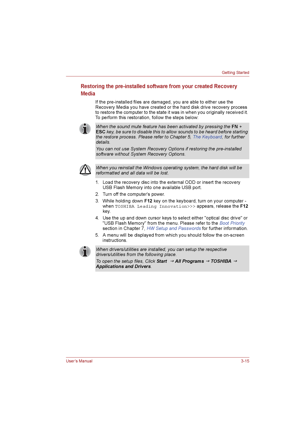 Toshiba NB255N245 user manual Getting Started 