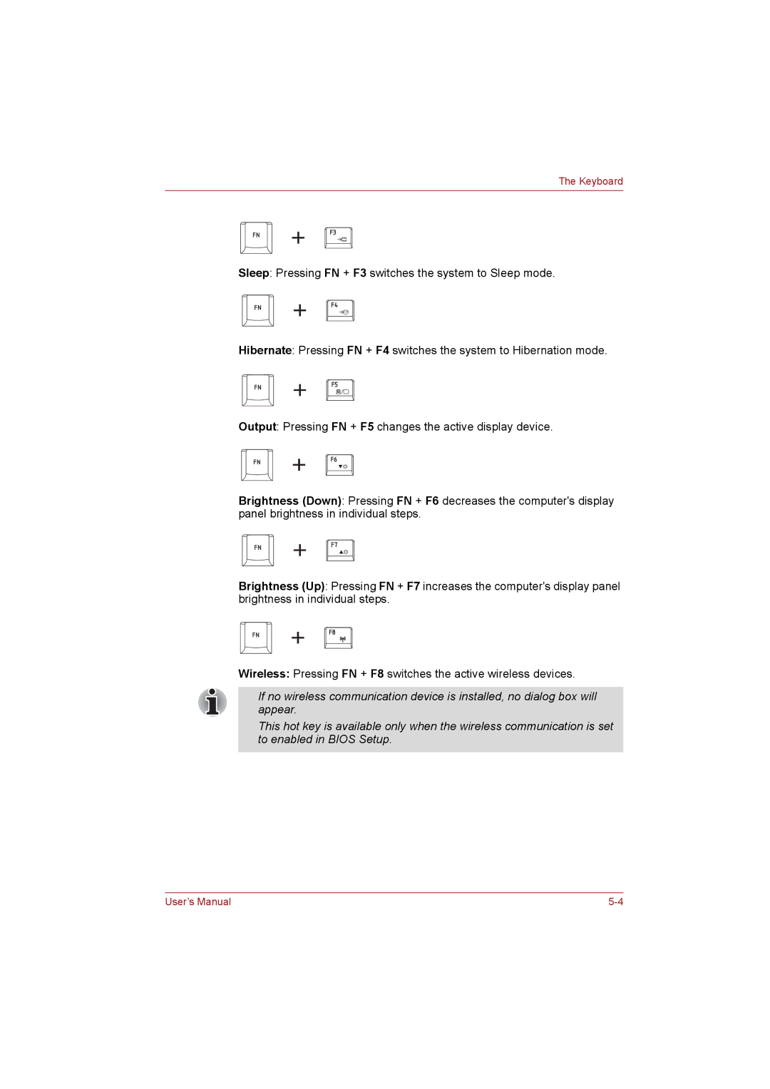 Toshiba NB255N245 user manual Keyboard 