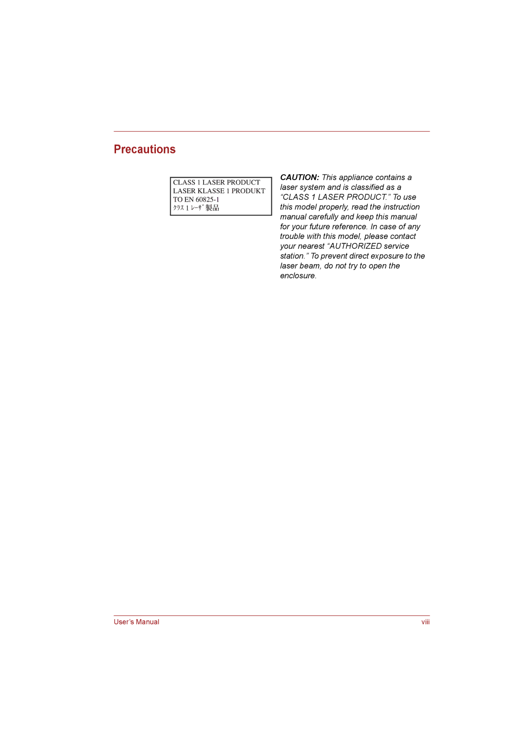 Toshiba NB255N245 user manual Precautions 