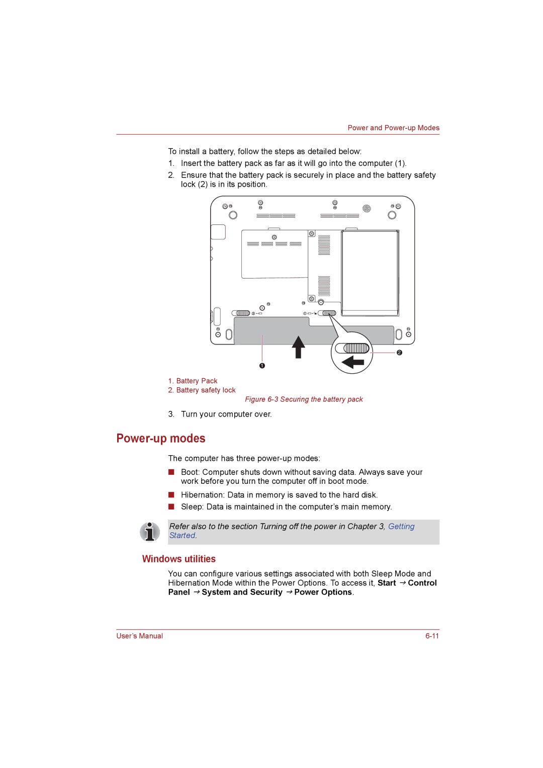 Toshiba NB255N245 user manual Power-up modes, Windows utilities 