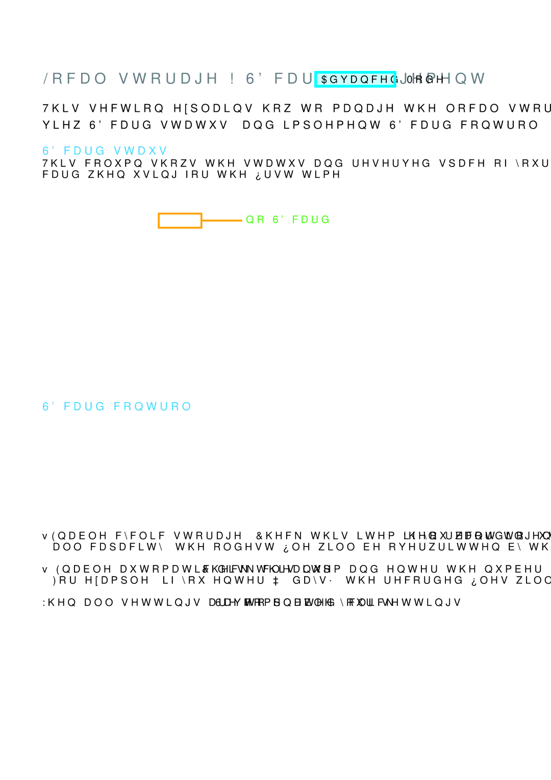 Toshiba Network Camera, IK-WD14A user manual Local storage SD card management, SD card staus, SD card control 