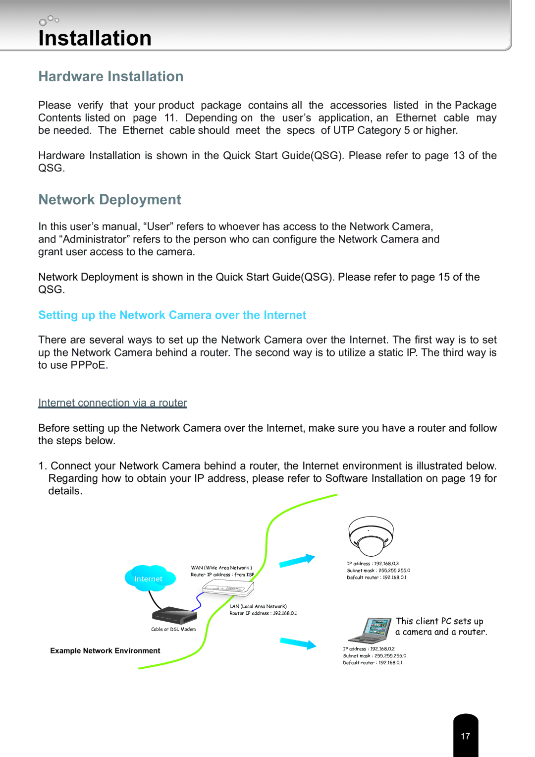 Toshiba IK-WD14A, Network Camera user manual Hardware Installation, Network Deployment 