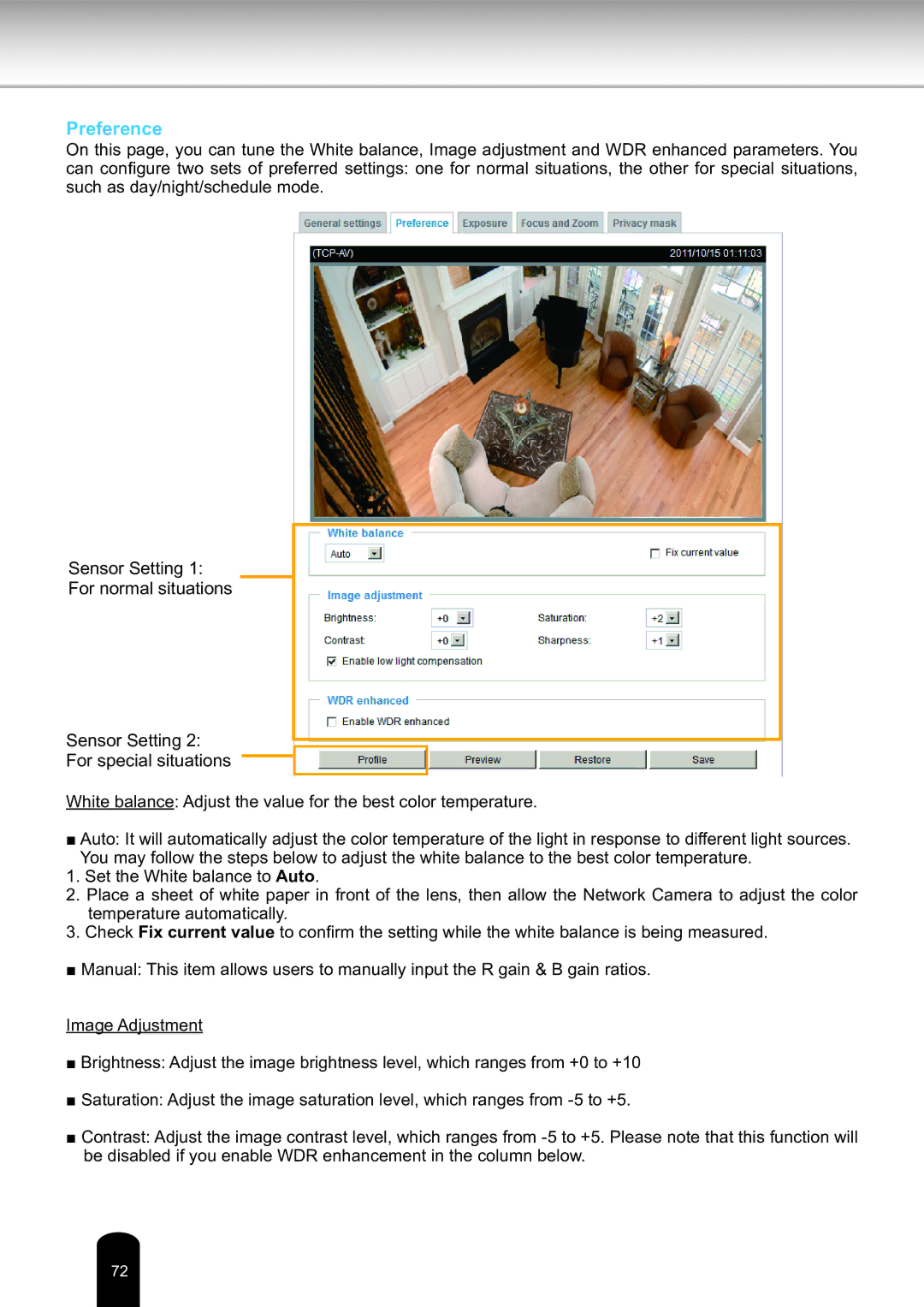 Toshiba Network Camera, IK-WD14A user manual Preference 