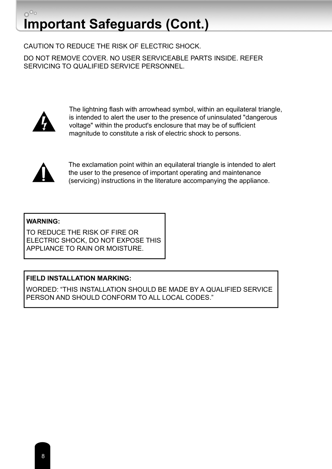 Toshiba Network Camera, IK-WD14A user manual Field Installation Marking 