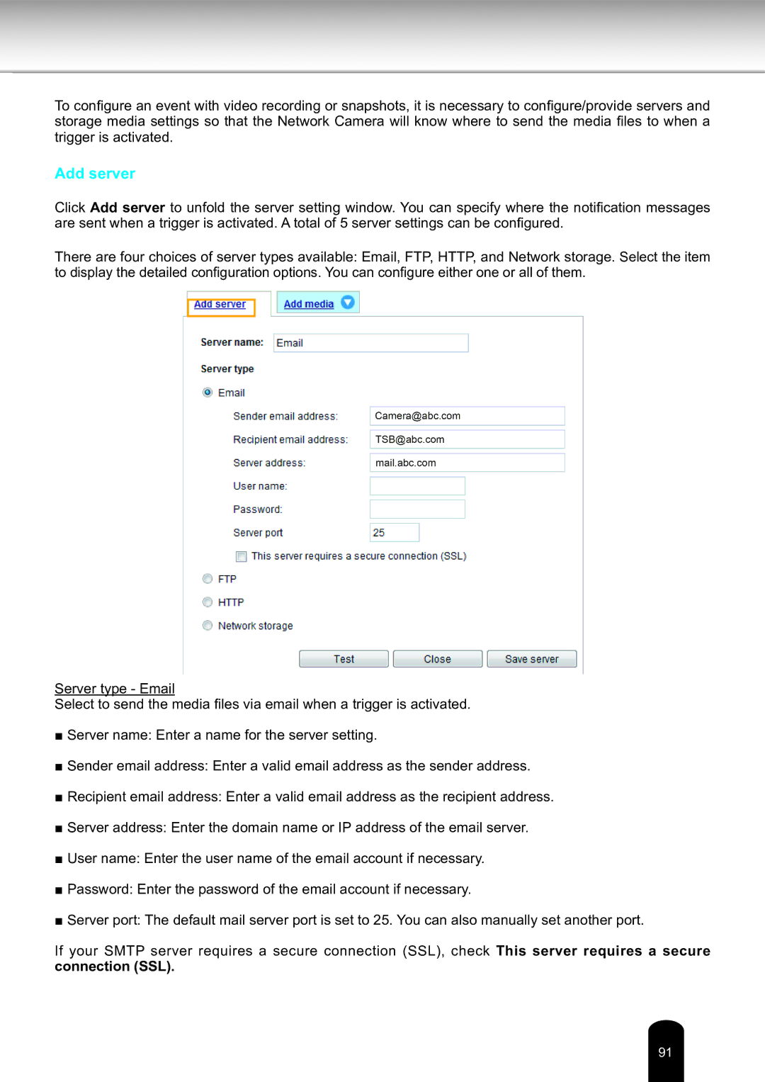 Toshiba IK-WD14A, Network Camera user manual Add server 