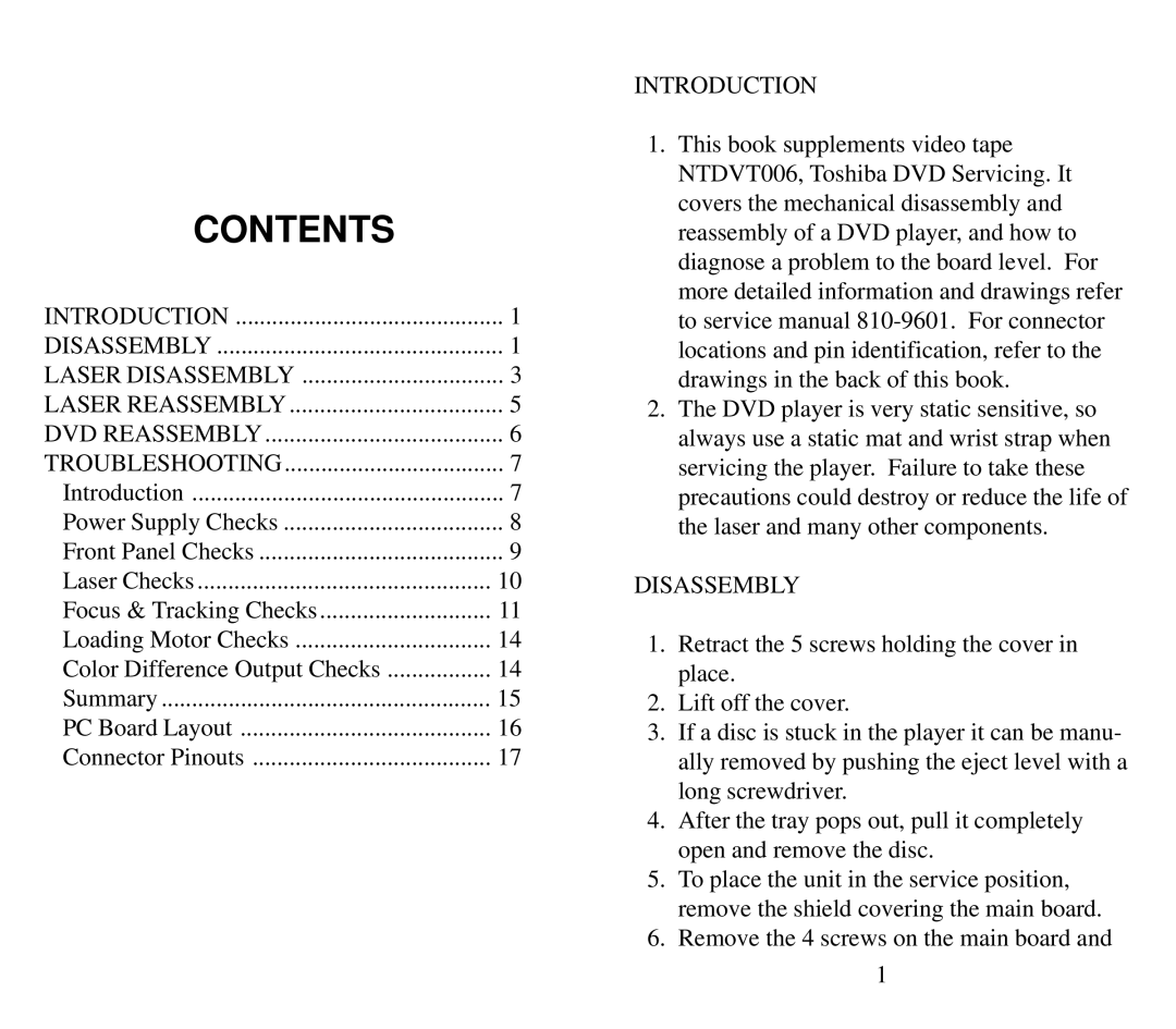 Toshiba NTDVT006BK manual Contents 