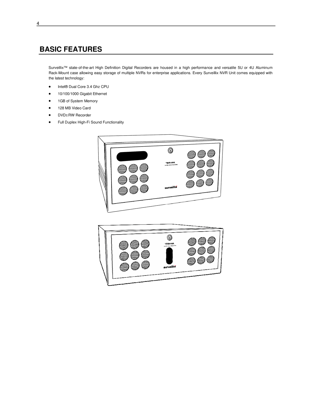 Toshiba NVR8-X, NVR16-X manual Basic Features 