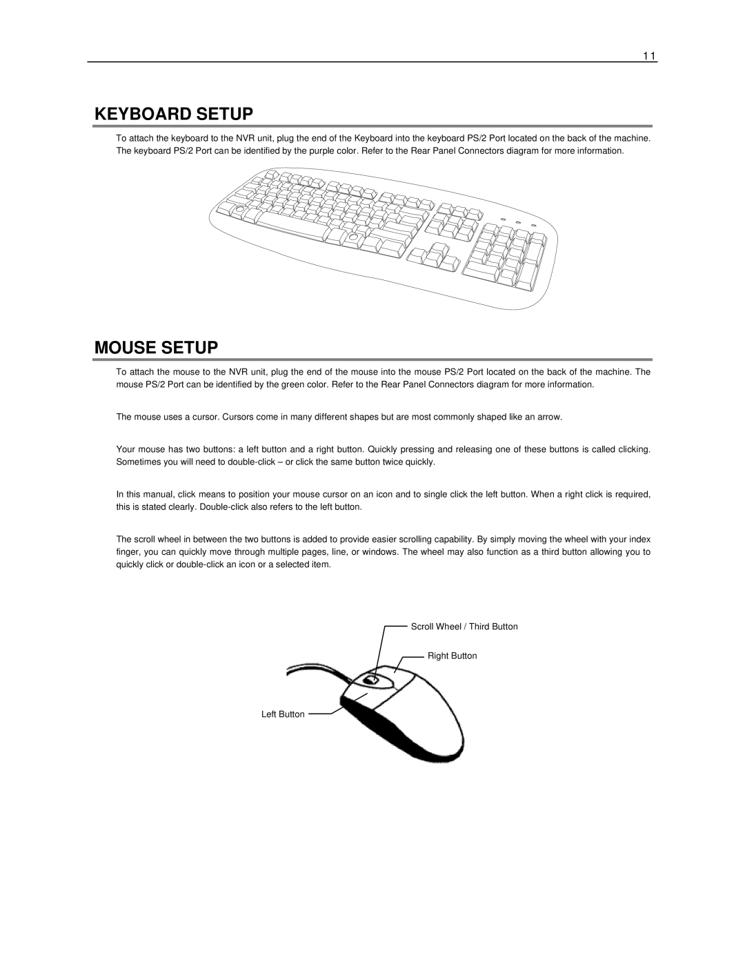 Toshiba NVR16-X, NVR8-X manual Keyboard Setup, Mouse Setup 