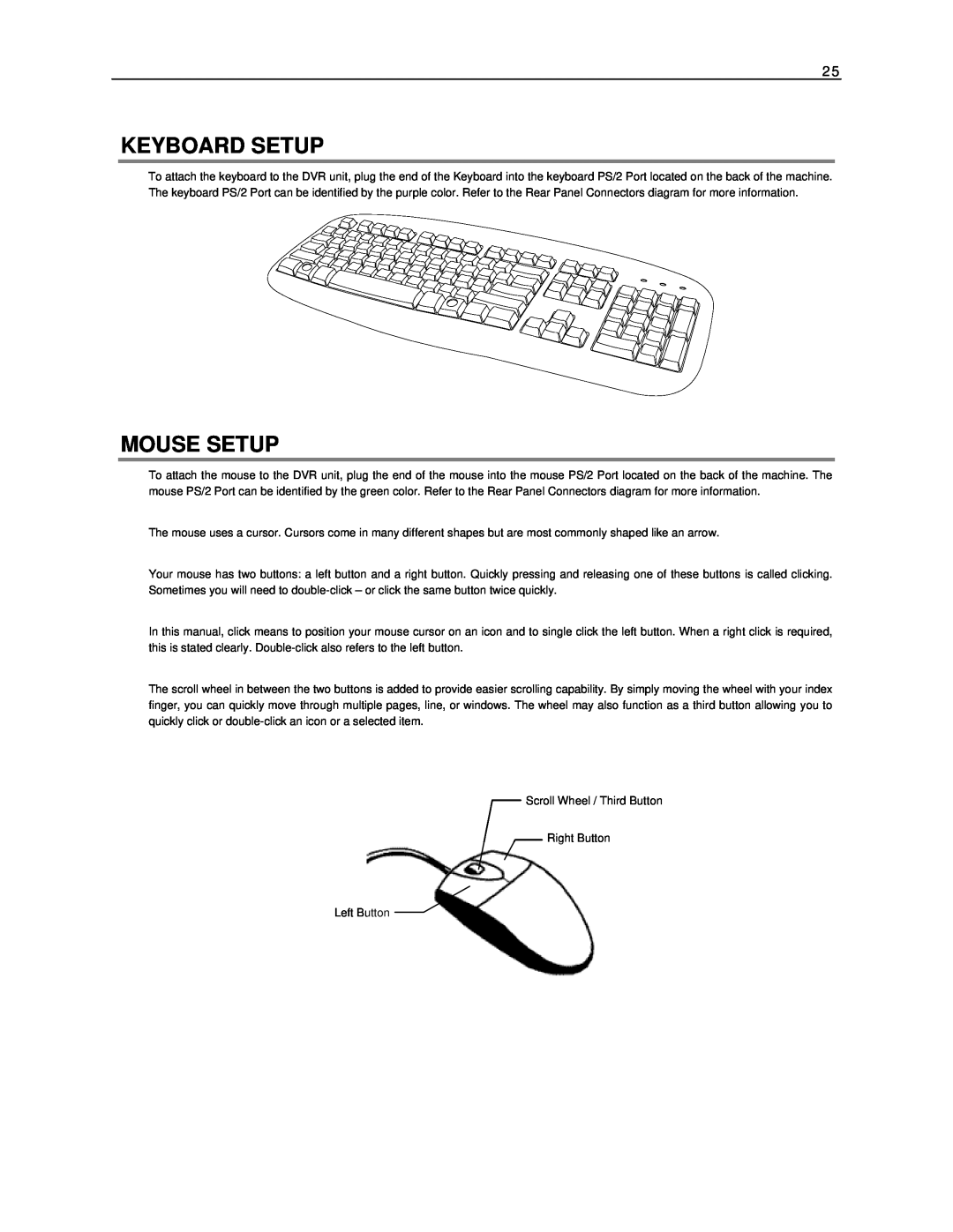Toshiba NVS16-X, NVS32-X, NVS8-X user manual Keyboard Setup, Mouse Setup 