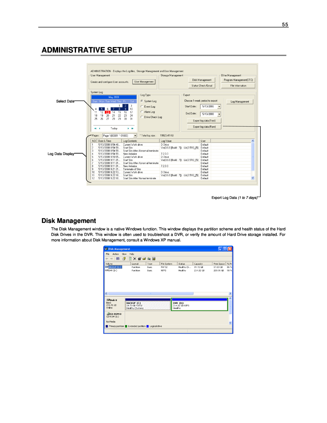 Toshiba NVS16-X, NVS32-X, NVS8-X user manual Administrative Setup, Disk Management 