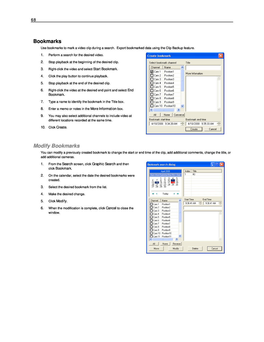 Toshiba NVS8-X, NVS32-X, NVS16-X user manual Modify Bookmarks 