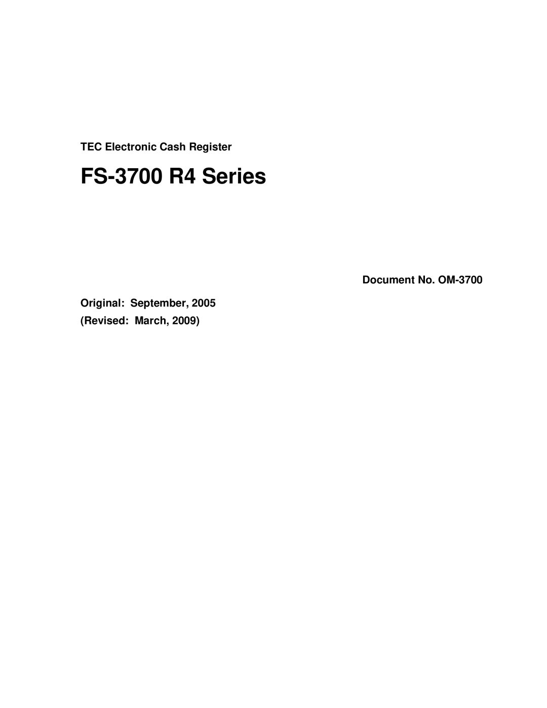 Toshiba FS-3700 R4 Series, OM-3700 owner manual 