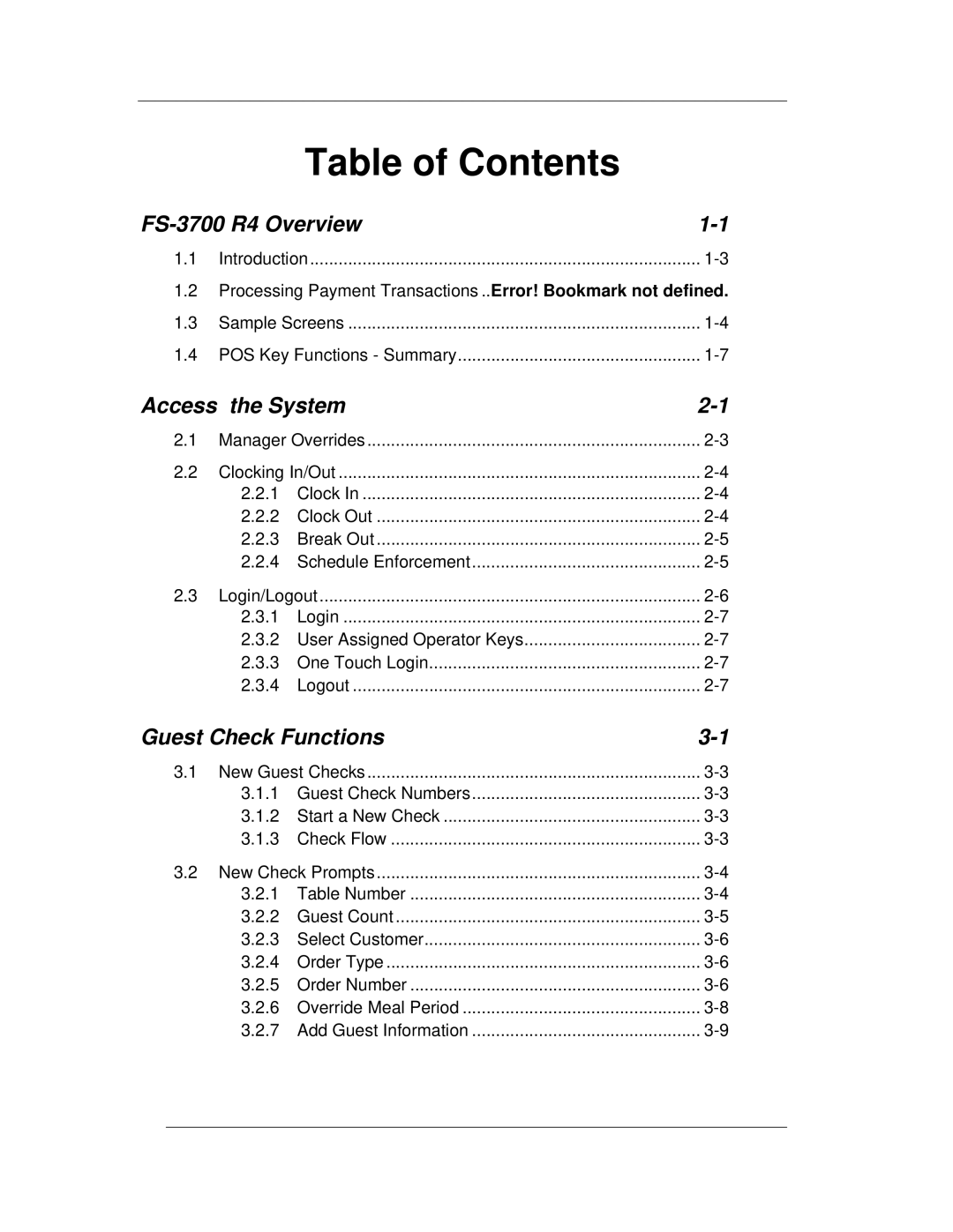 Toshiba FS-3700 R4 Series, OM-3700 owner manual Table of Contents 