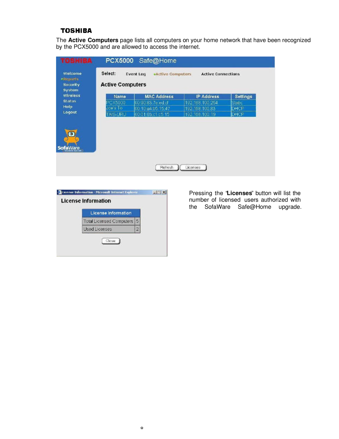 Toshiba PCX 5000, P000233790, PCX5000 owner manual 