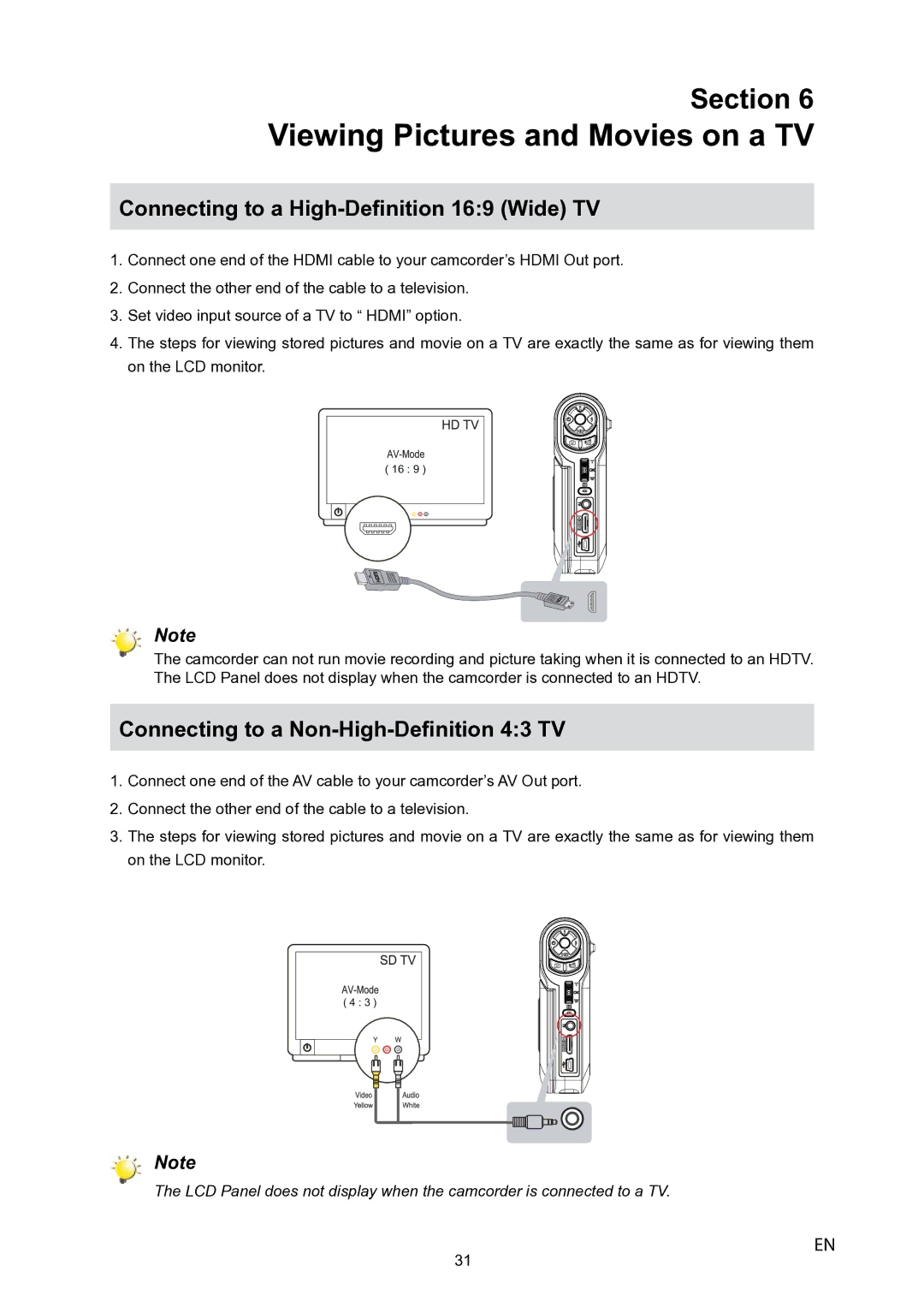 Toshiba P10 user manual Viewing Pictures and Movies on a TV, Connecting to a High-Definition 169 Wide TV 