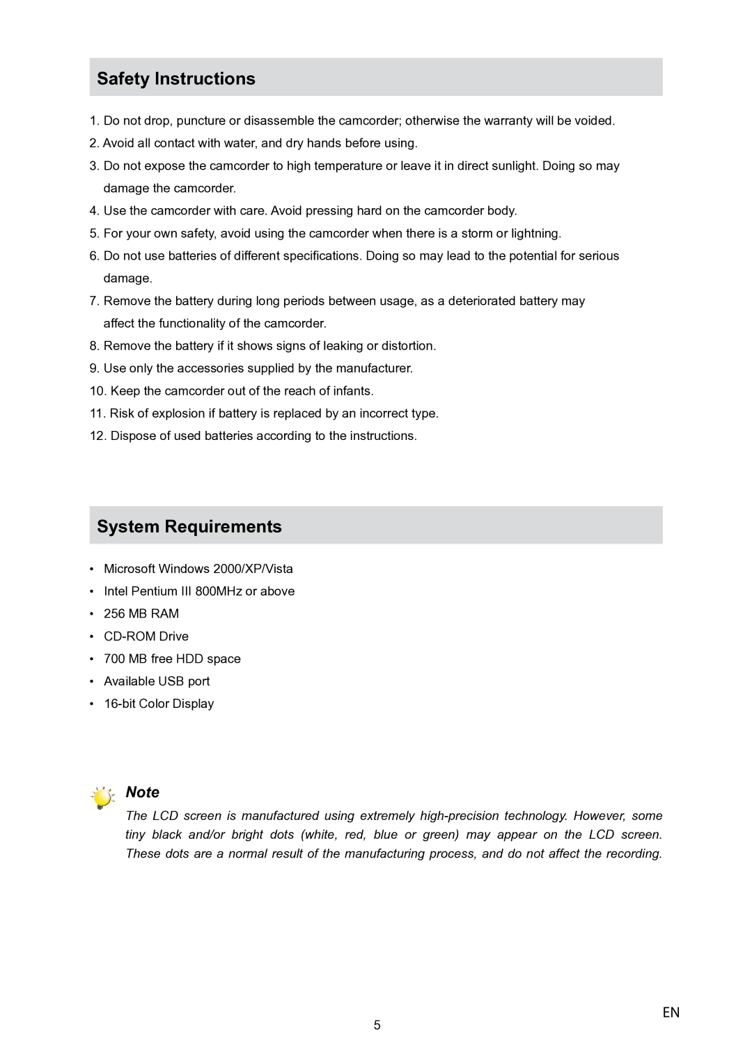 Toshiba P10 user manual Safety Instructions, System Requirements 