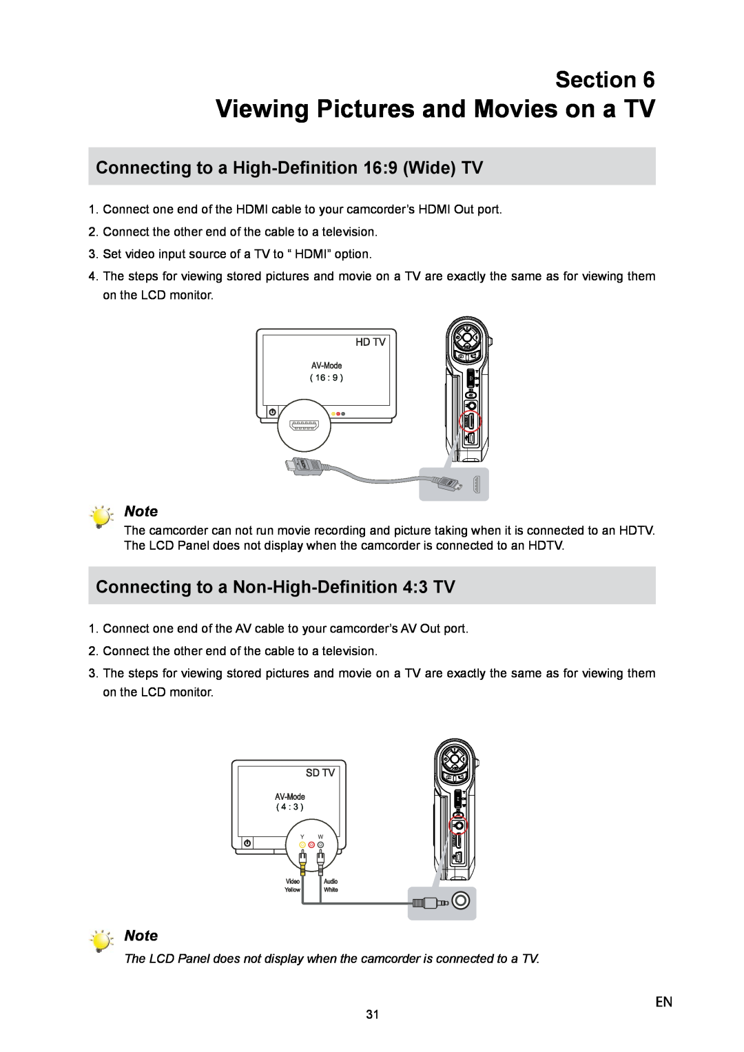 Toshiba P10 user manual Viewing Pictures and Movies on a TV, Section 