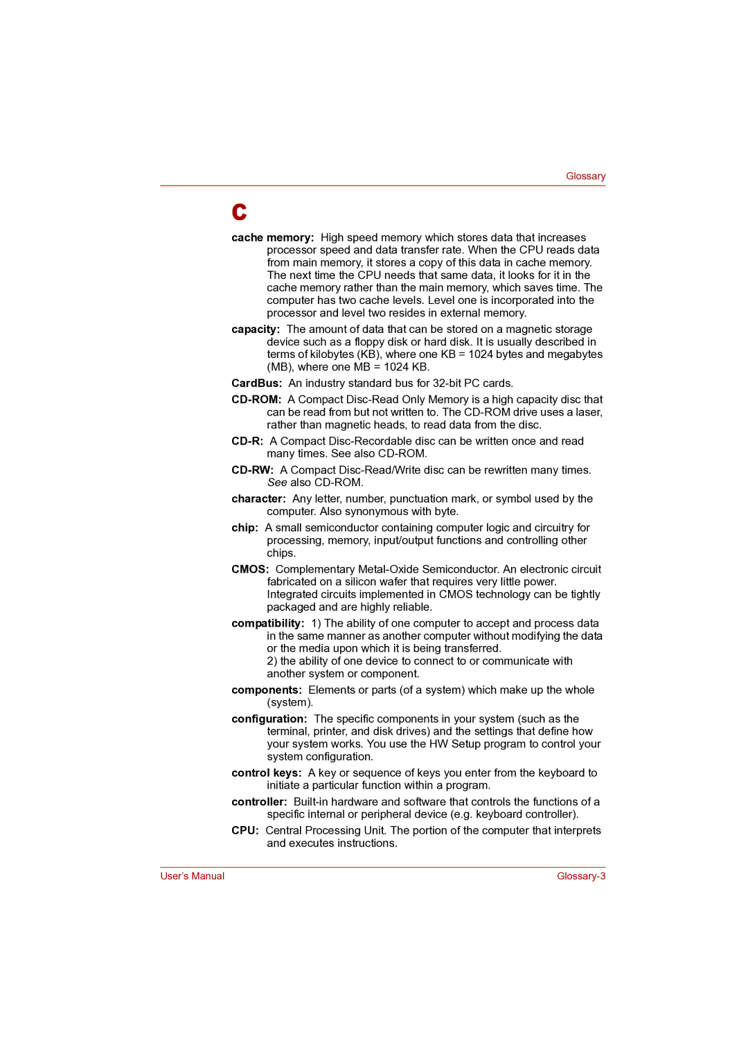 Toshiba P100 user manual Glossary-3 