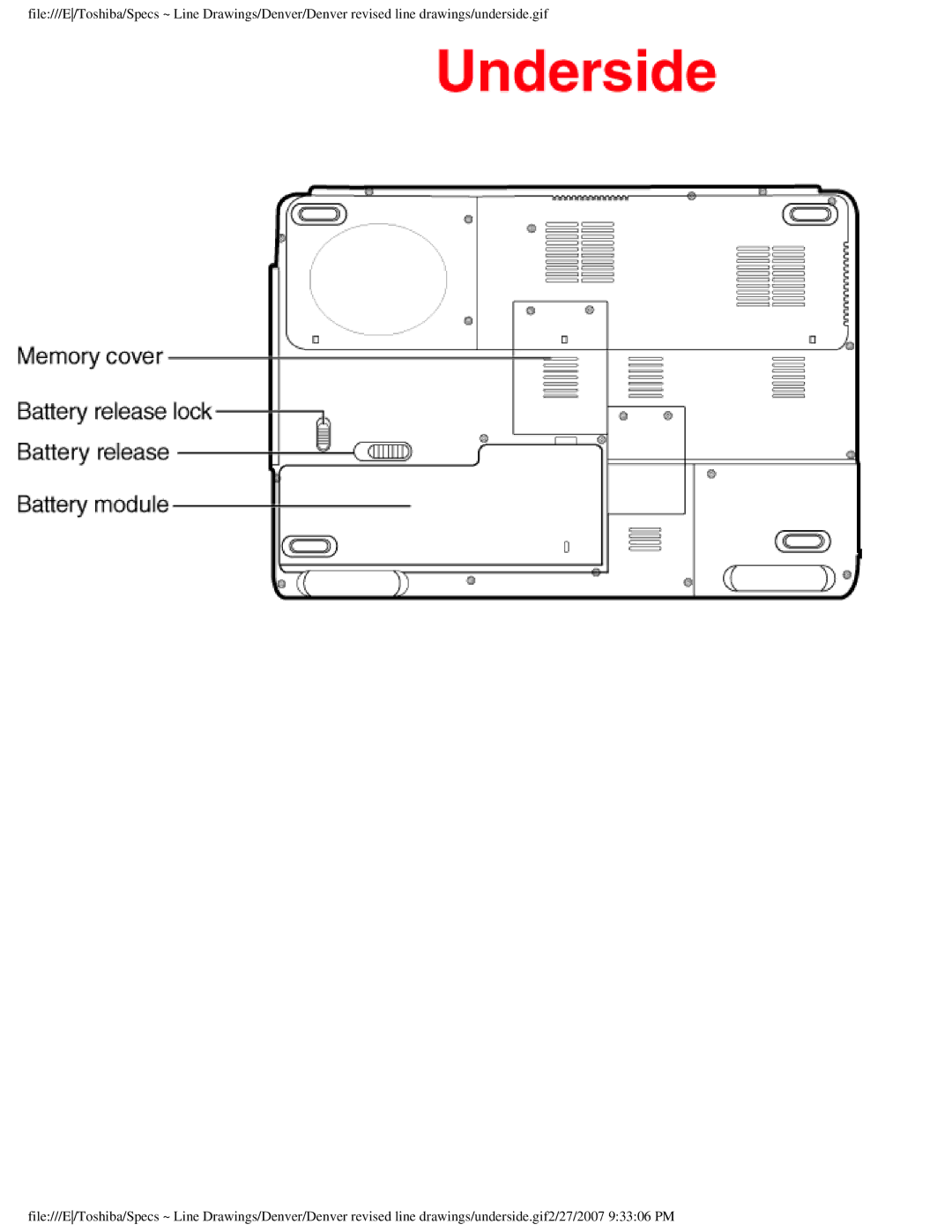 Toshiba P105-S6187 dimensions 