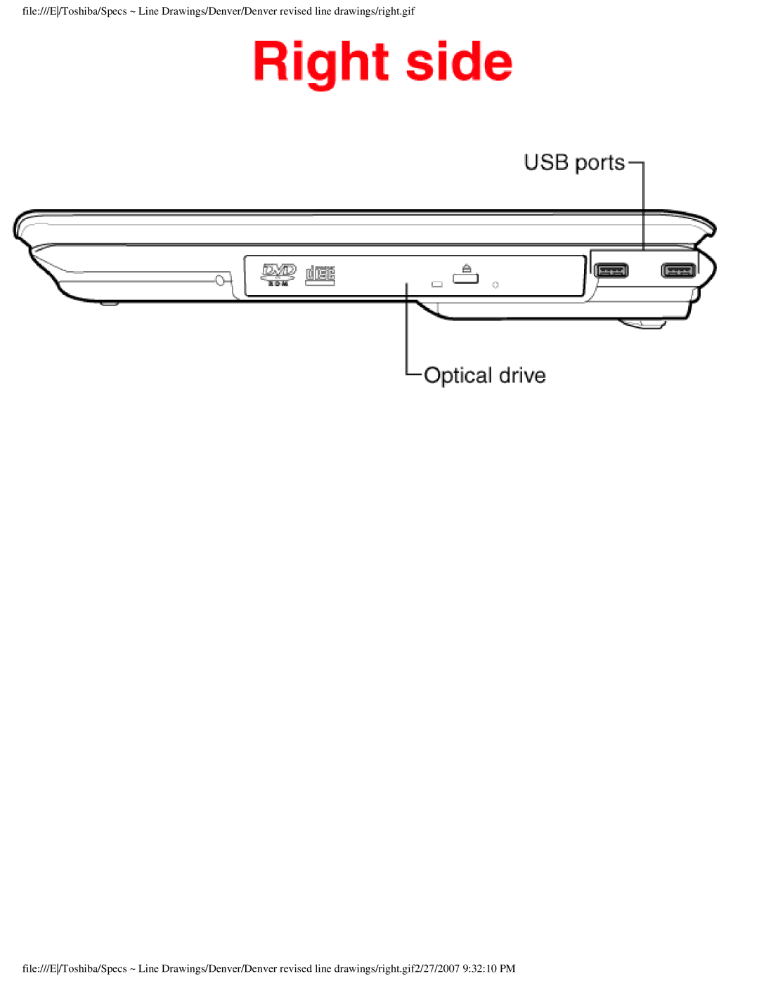 Toshiba P105-S6187 dimensions 