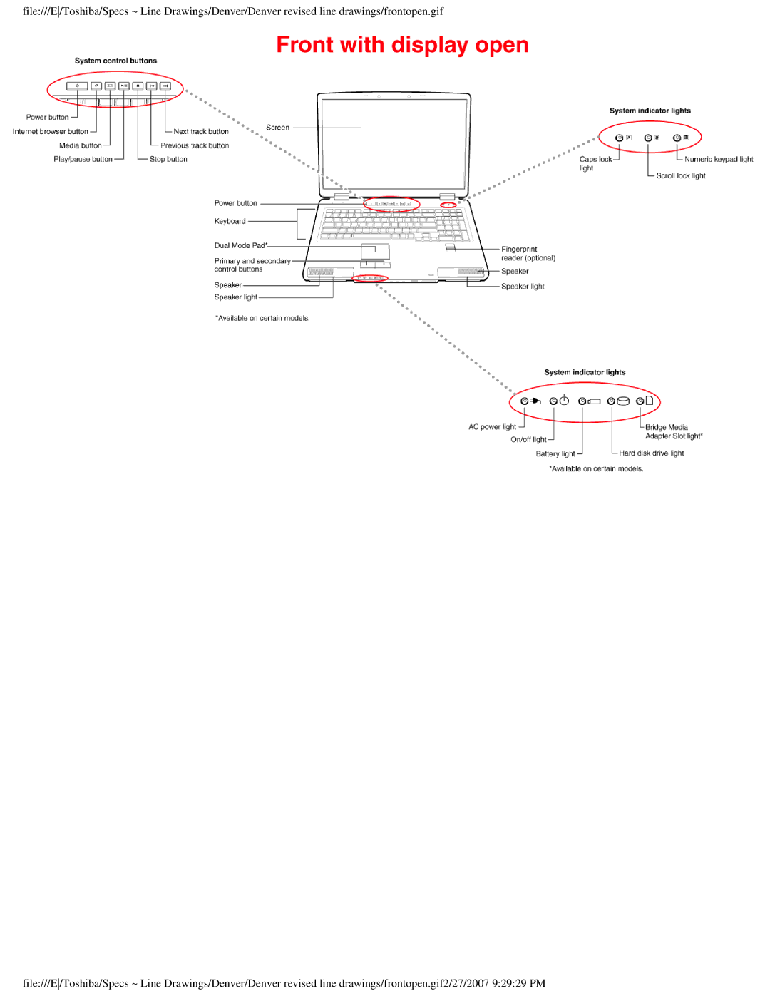 Toshiba P105-S6187 dimensions 