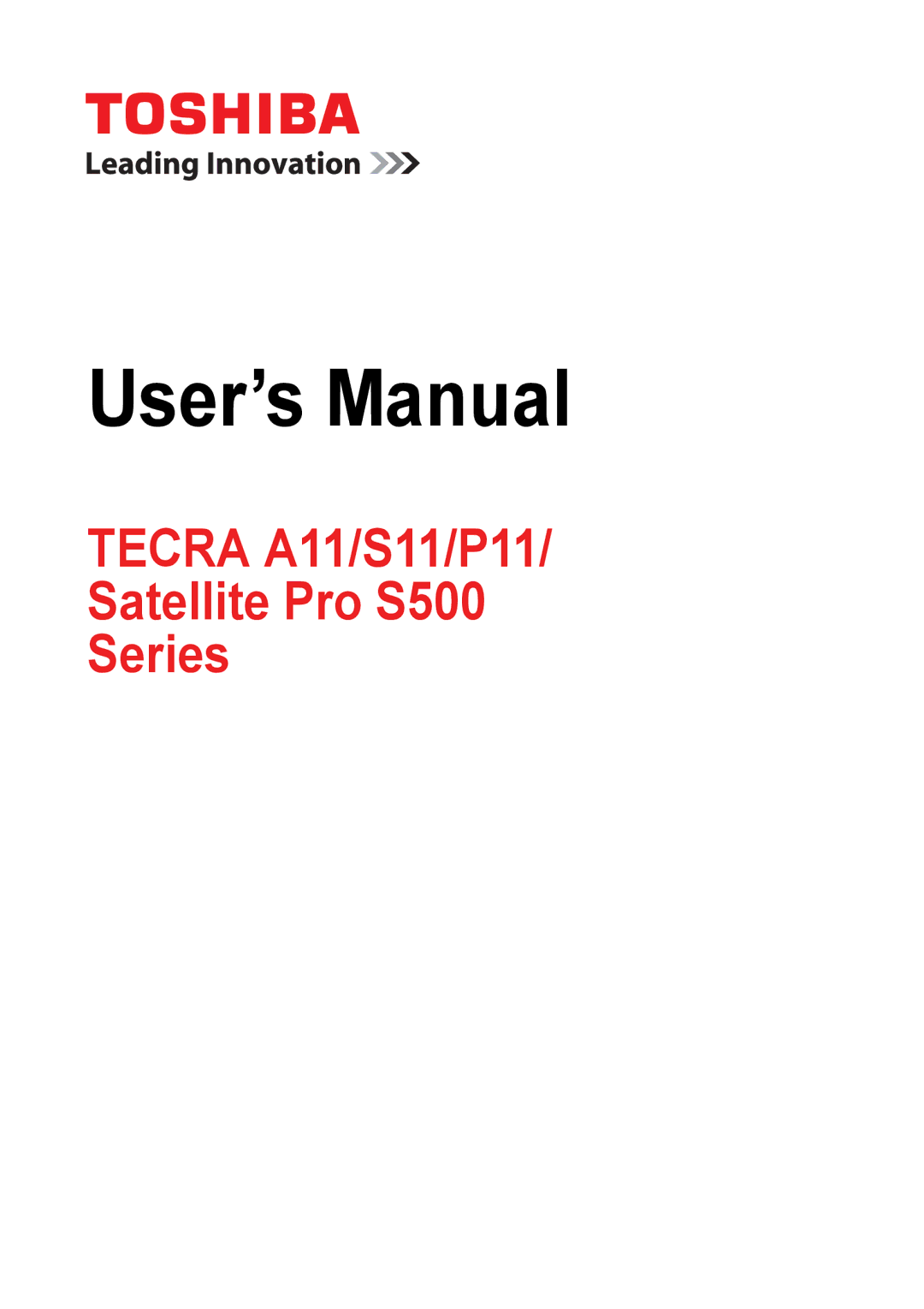 Toshiba S11, P11, A11 user manual User’s Manual 