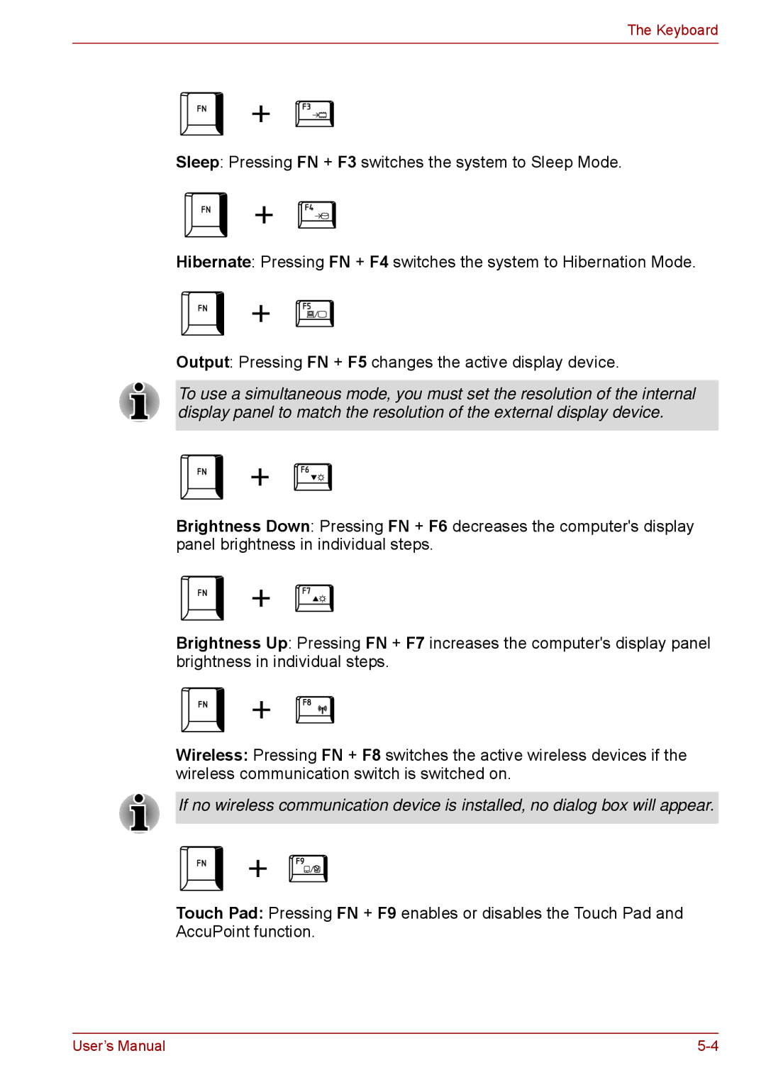 Toshiba A11, P11, S11 user manual Keyboard 