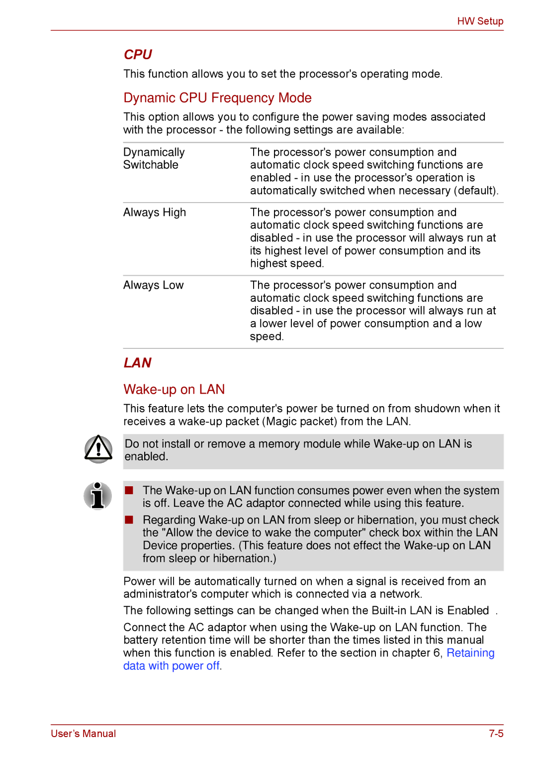 Toshiba A11, P11, S11 user manual Cpu 