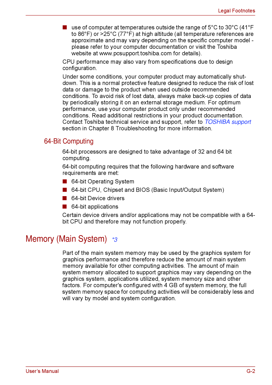 Toshiba A11, P11, S11 user manual Memory Main System*3, Bit Computing 