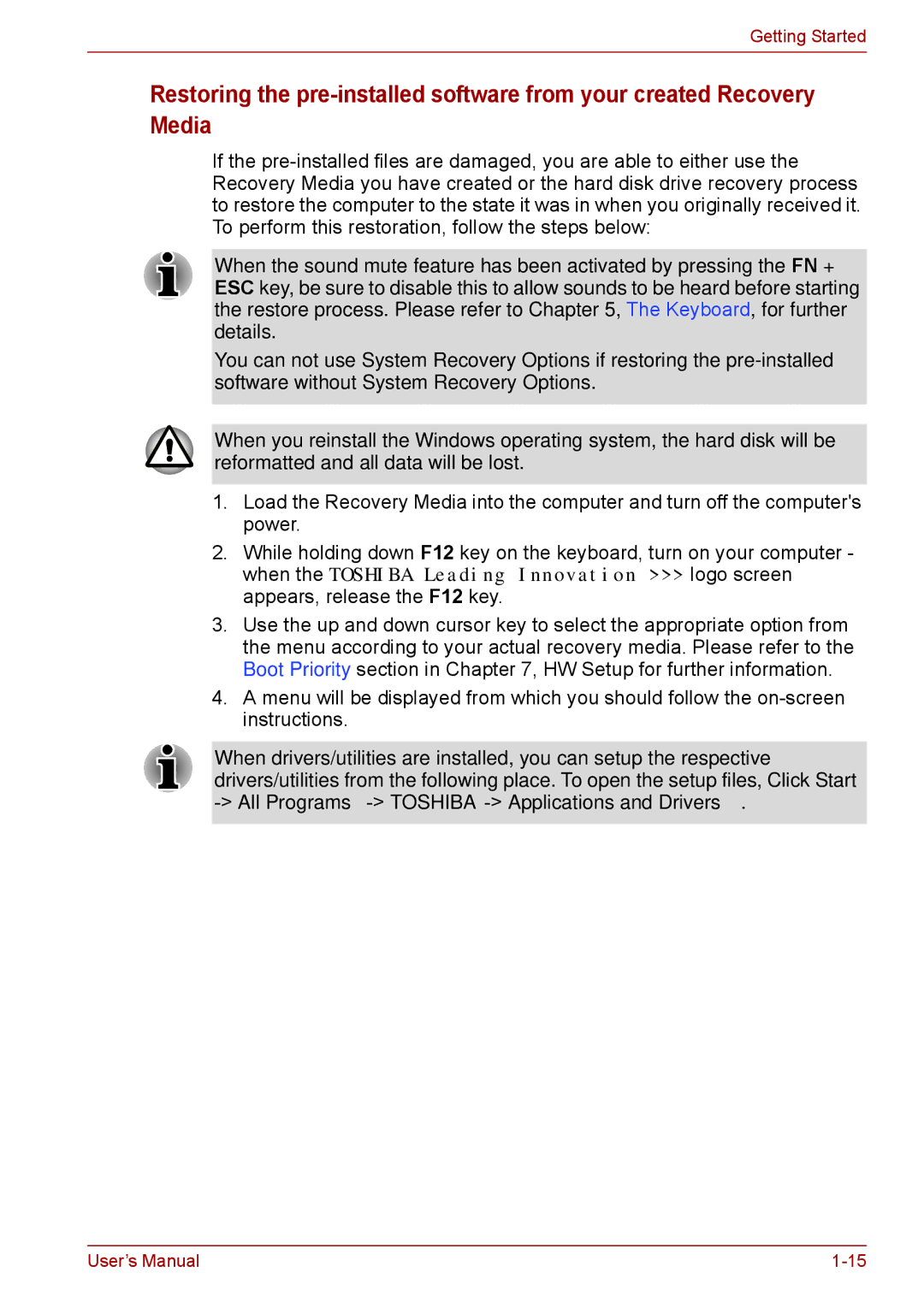 Toshiba A11, P11, S11 user manual Getting Started 