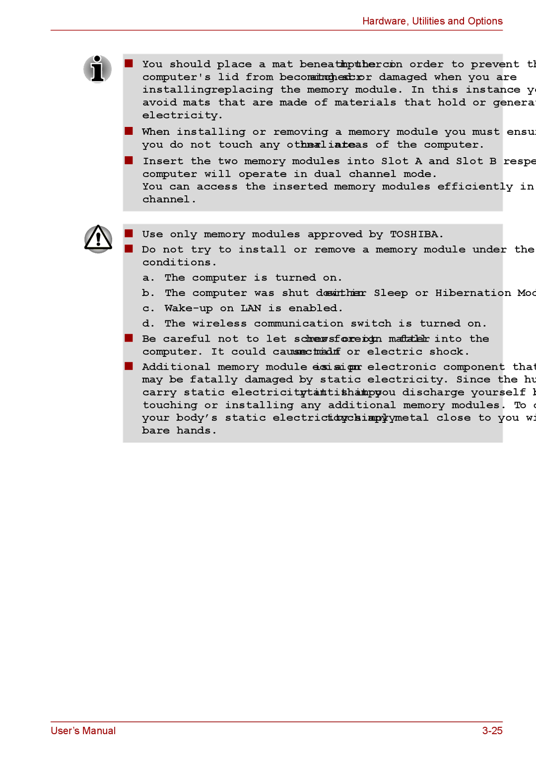 Toshiba A11, P11, S11 user manual Hardware, Utilities and Options 