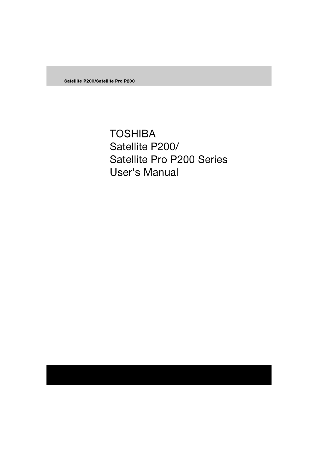 Toshiba P200 manual Toshiba 