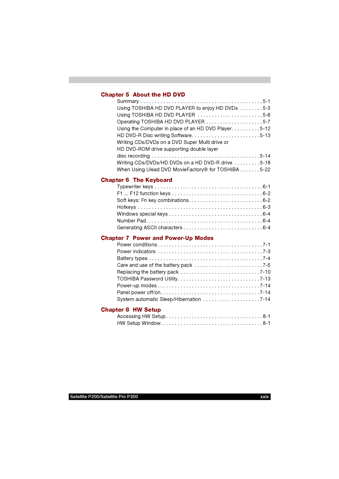 Toshiba P200 manual About the HD DVD, Accessing HW Setup -1 HW Setup Window 