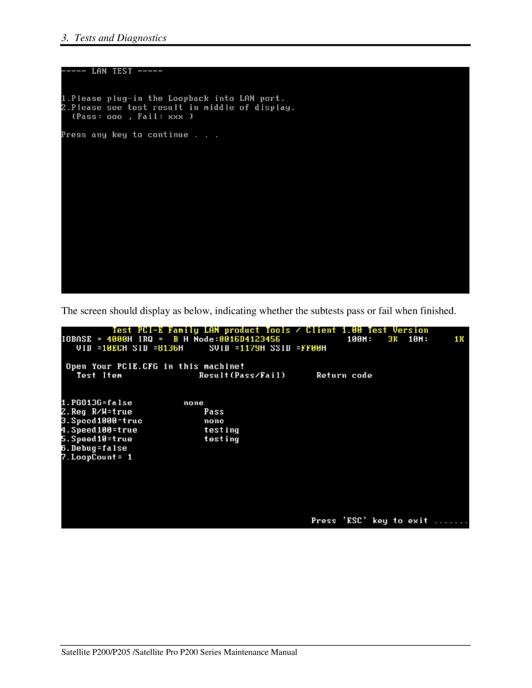 Toshiba P205 manual Tests and Diagnostics 