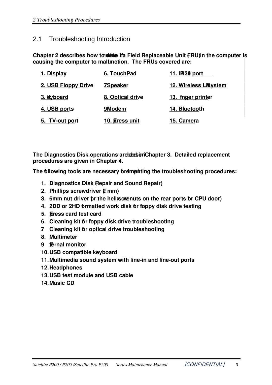 Toshiba P205 manual Troubleshooting Introduction 