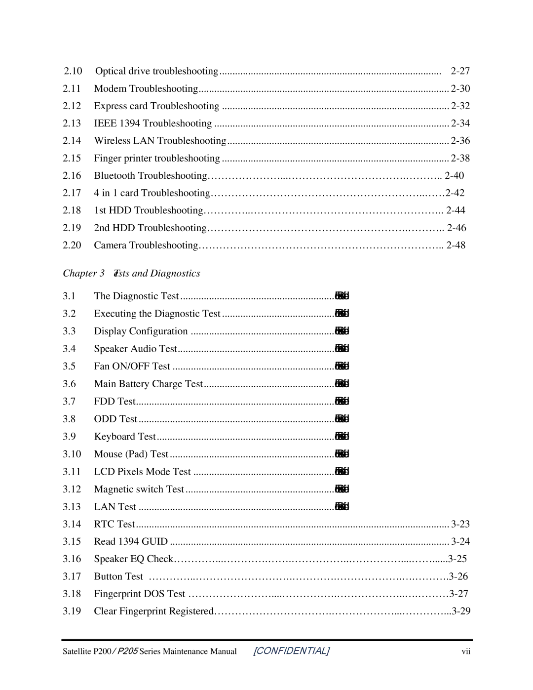 Toshiba P205 manual Tests and Diagnostics 