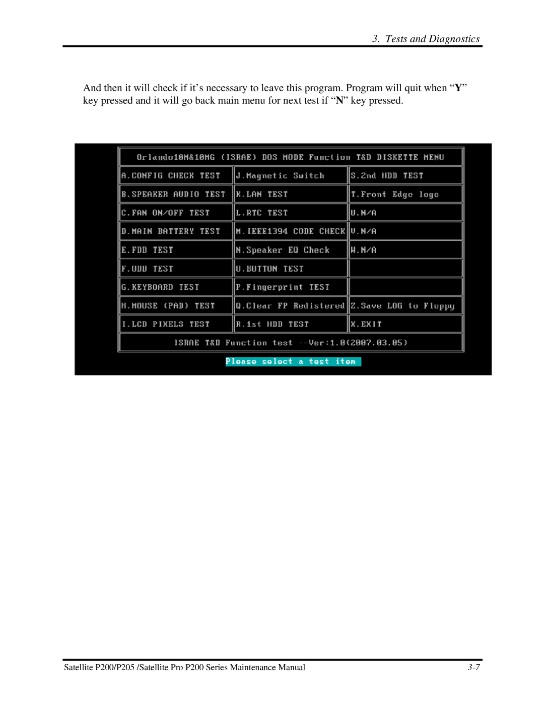 Toshiba P205 manual Tests and Diagnostics 