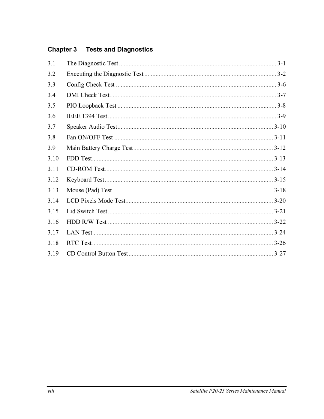 Toshiba P25 manual Tests and Diagnostics 