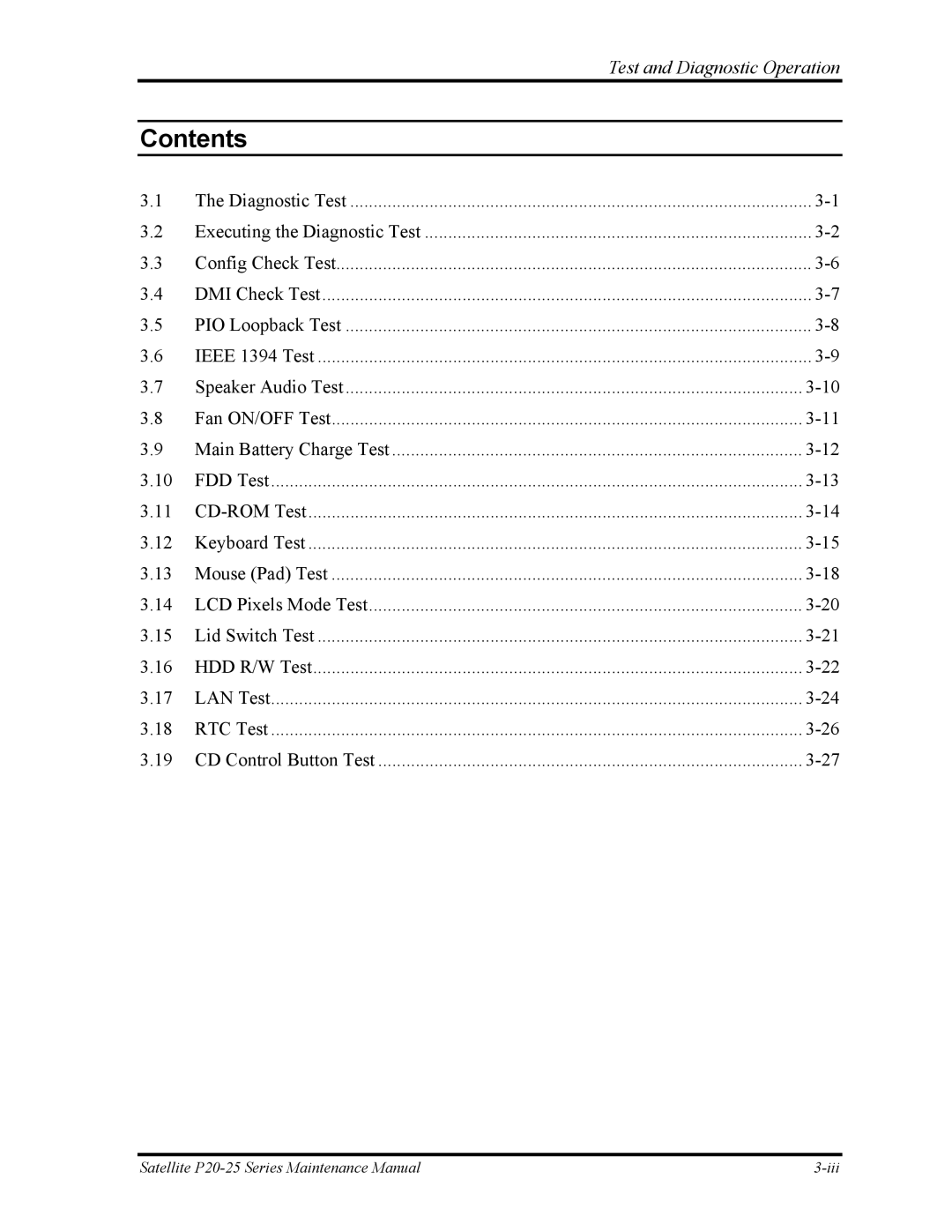 Toshiba P25 manual Contents 