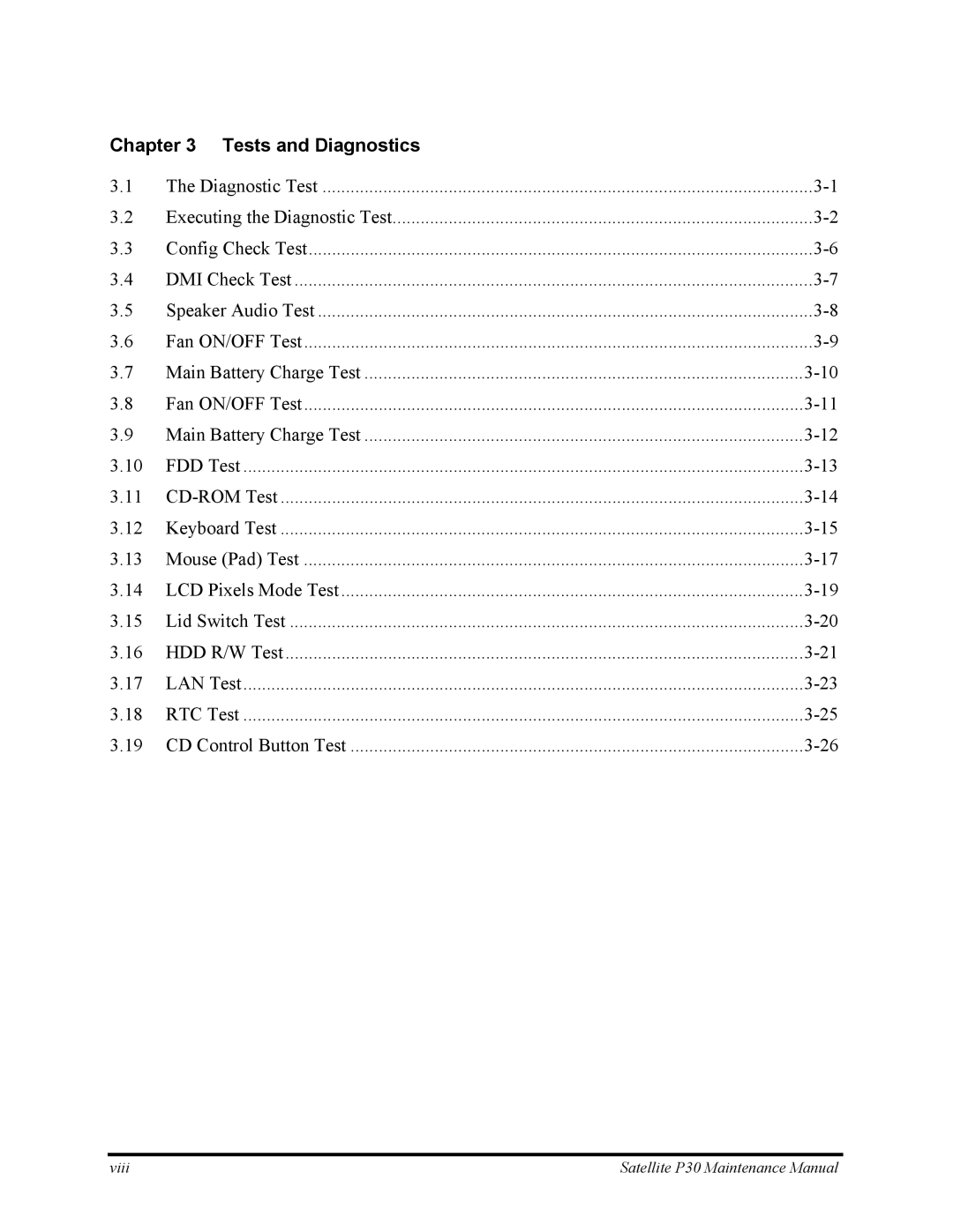 Toshiba P30 manual Tests and Diagnostics 