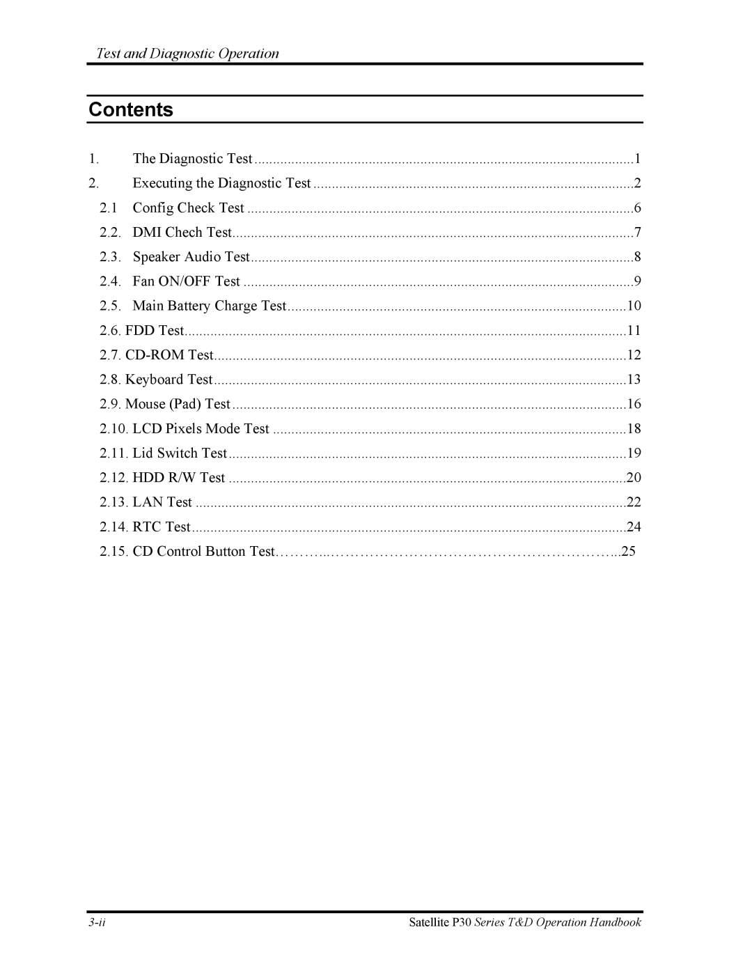 Toshiba P30 manual Contents 